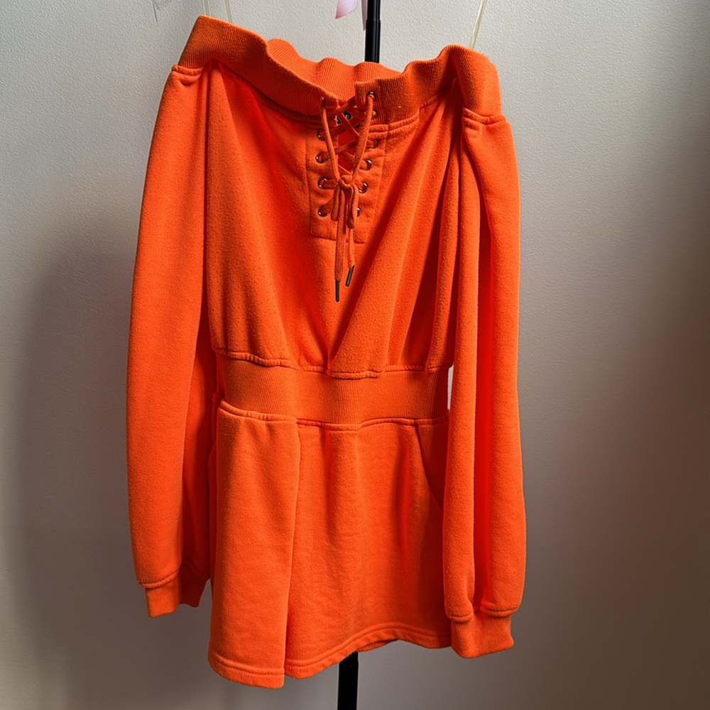 Small Orange Shoulerless Romper with Pockets • Vintage Akira